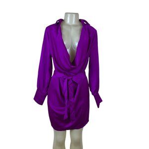 Fashion Nova Purple Long Sleeve Women’s Mini Dress With Belt Sz S - New